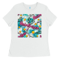 White Hairdresser Scissor And Stars With Glitter Seamless Pattern Bbs Ladies Tee - BundleAndBundleShop
