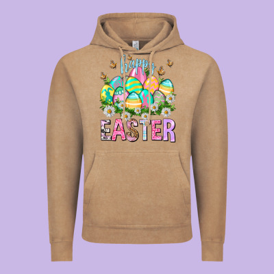 Happy Easter With Eggs Vintage Hoodie Designed By Nancycooperartshop
