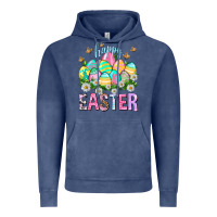 Vintage Denim Happy Easter with eggs Vintage Hoodie - NancyCooperArtShop