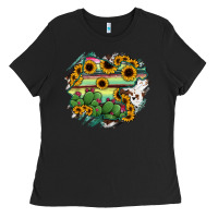 Black Guanajuato sunflower serape map Ladies Tee - RanaPortraitStore