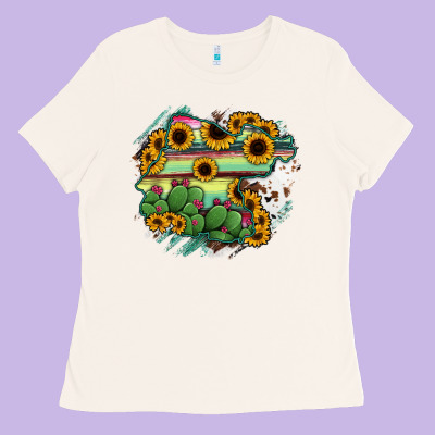 Guanajuato Sunflower Serape Map Ladies Tee Designed By Ranaportraitstore