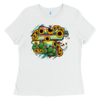 White Guanajuato sunflower serape map Ladies Tee - RanaPortraitStore