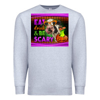 Heather Grey eat drink and be scary cow Premium Sweatshirt - LillyAllenDesigns