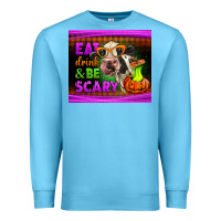 Ocean Blue eat drink and be scary cow Premium Sweatshirt - LillyAllenDesigns