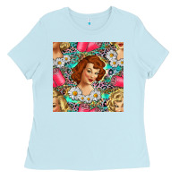 Baby Blue Hairdresser Western Girl And Hair Curler Seamless Pattern Bbs Ladies Tee - BundleAndBundleShop