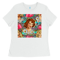 White Hairdresser Western Girl And Hair Curler Seamless Pattern Bbs Ladies Tee - BundleAndBundleShop