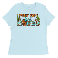 Baby Blue Not My First Rodeo Western Ladies Tee - BundleAndBundleShop