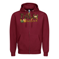 Burgundy fall in love Zipper Hoodie - BundleAndBundleShop