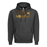 Charcoal Heather fall in love Zipper Hoodie - BundleAndBundleShop