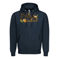 Navy fall in love Zipper Hoodie - BundleAndBundleShop