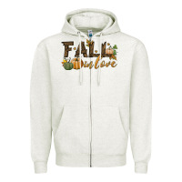 Oatmeal Heather fall in love Zipper Hoodie - BundleAndBundleShop