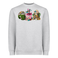 Heather Grey Mexican Day Of The Dead Coffee Cups Heavyweight Sweatshirt - FaDigitalArtStudio