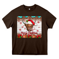 Chocolate Brown merry christmas cow Heavy Core Tee - JahusDesignShop