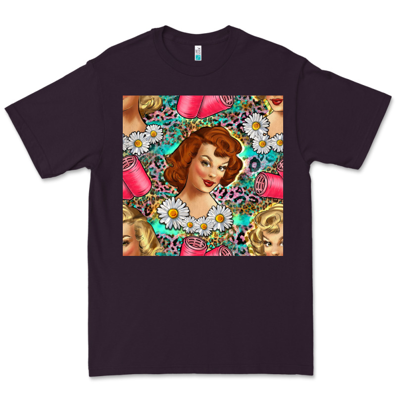 Hairdresser Western Girl And Hair Curler Seamless Pattern Bbs Premium Tee by BundleAndBundleShop | Teevron