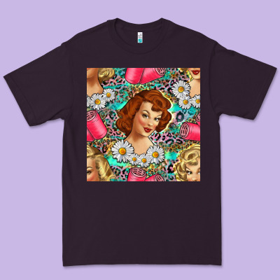 Hairdresser Western Girl And Hair Curler Seamless Pattern Bbs Premium Tee Designed By Bundleandbundleshop