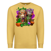 Antique Gold spooky halloween cows Premium Sweatshirt - LillyAllenDesigns