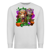 Dove Grey spooky halloween cows Premium Sweatshirt - LillyAllenDesigns