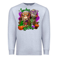 Heather Grey spooky halloween cows Premium Sweatshirt - LillyAllenDesigns
