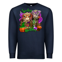 Navy spooky halloween cows Premium Sweatshirt - LillyAllenDesigns