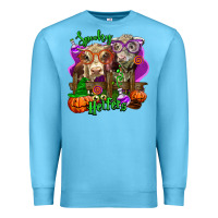 Ocean Blue spooky halloween cows Premium Sweatshirt - LillyAllenDesigns