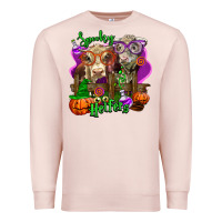 Pale Pink spooky halloween cows Premium Sweatshirt - LillyAllenDesigns