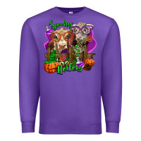 Purple spooky halloween cows Premium Sweatshirt - LillyAllenDesigns