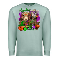 Seafoam spooky halloween cows Premium Sweatshirt - LillyAllenDesigns