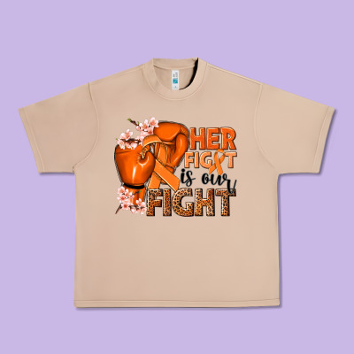 Her Fight Is Our Fight Kidney Cancer Orange Ribbon Urban Heavy Tee Designed By Nancycooperartshop