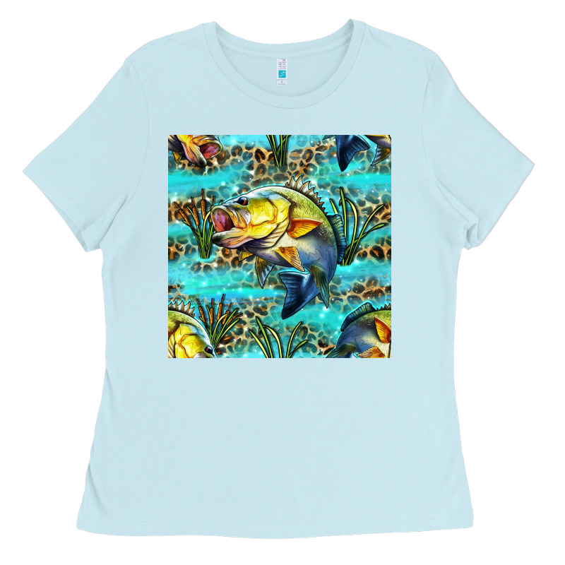 Lake Fish And Reeds With Leopard Seamless Pattern Bbs Ladies Tee by BundleAndBundleShop | Teevron