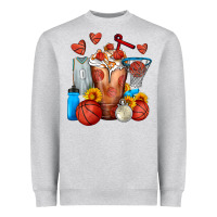 Heather Grey Basketball Sunflower Frappe Heavyweight Sweatshirt - FaDigitalArtStudio