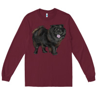 Burgundy black chow chow Long Sleeve Tee - RanaPortraitStore