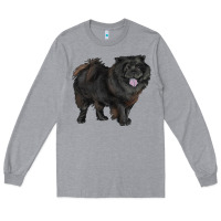 Heather Grey black chow chow Long Sleeve Tee - RanaPortraitStore
