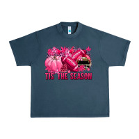 Midnight Navy Tis' the season Football Breast Cancer Urban Heavy Tee - NancyCooperArtShop