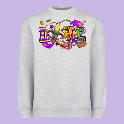 Love Mardi Gras Heavyweight Sweatshirt Designed By Fadigitalartstudio