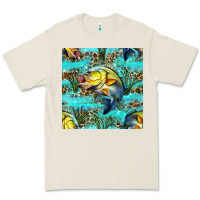 Lake Fish And Reeds With Leopard Seamless Pattern Bbs Premium Tee | Teevron