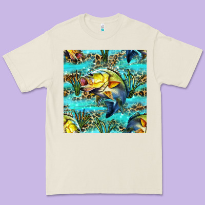 Lake Fish And Reeds With Leopard Seamless Pattern Bbs Premium Tee Designed By Bundleandbundleshop
