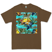 Cacao Lake Fish And Reeds With Leopard Seamless Pattern Bbs Premium Tee - BundleAndBundleShop