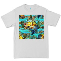 Dove Grey Lake Fish And Reeds With Leopard Seamless Pattern Bbs Premium Tee - BundleAndBundleShop