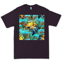 Plum Lake Fish And Reeds With Leopard Seamless Pattern Bbs Premium Tee - BundleAndBundleShop
