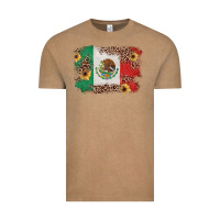 Vintage Coffee Mexican Flag with Leopard Vintage Tee - texasbilliewilder