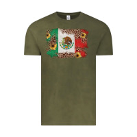 Vintage Olive Mexican Flag with Leopard Vintage Tee - texasbilliewilder
