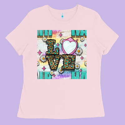 Leopard Love Hair And Mirror With Daisy Seamless Pattern Bbs Ladies Tee Designed By Bundleandbundleshop