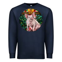Navy christmas pig Premium Sweatshirt - LillyAllenDesigns