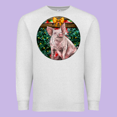 Christmas Pig Premium Sweatshirt Designed By Lillyallendesigns