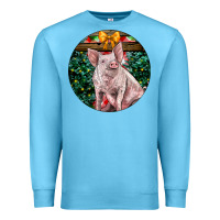 Ocean Blue christmas pig Premium Sweatshirt - LillyAllenDesigns