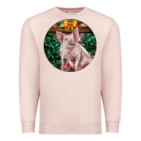 Pale Pink christmas pig Premium Sweatshirt - LillyAllenDesigns