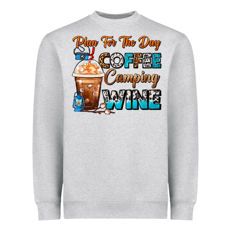 Plan For The Day Coffee Camping Wine Frappe Coffee Heavyweight Sweatshirt by FaDigitalArtStudio | Teevron