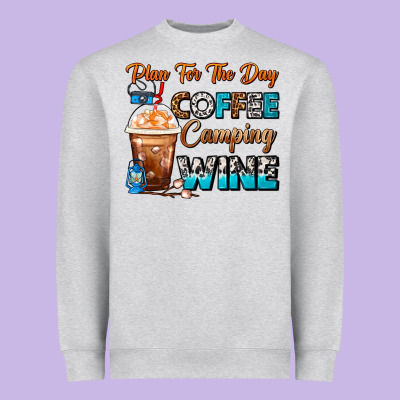 Plan For The Day Coffee Camping Wine Frappe Coffee Heavyweight Sweatshirt Designed By Fadigitalartstudio
