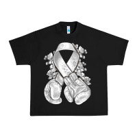 Black Lung Cancer white ribbon with boxing gloves Urban Heavy Tee - NancyCooperArtShop