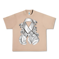 Burro Lung Cancer white ribbon with boxing gloves Urban Heavy Tee - NancyCooperArtShop